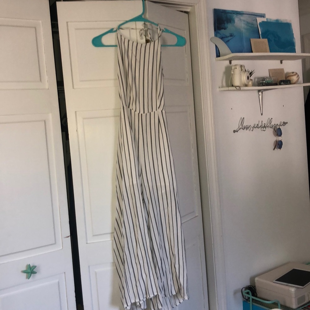 Black and White striped jumpsuit